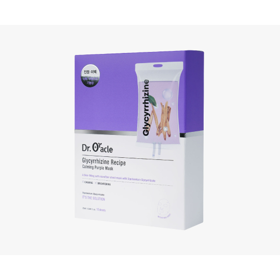 Dr.Oracle Набор успокаивающих масок с глицирризинатом (экстрактом солодки) Glycyrrhizine Recipe Calming Purple Mask (10 шт)
